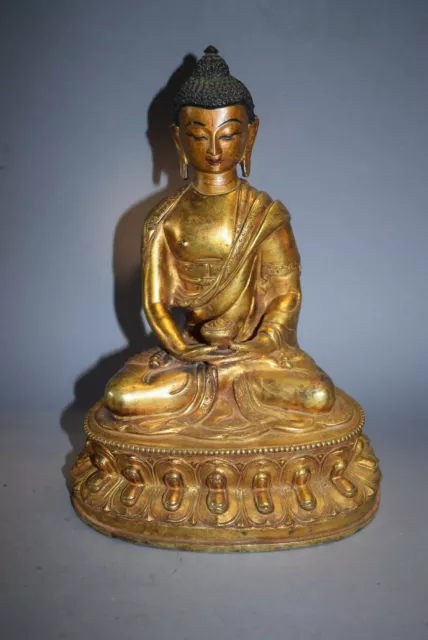Amitabhabuddha auf Lotussockel-Tibet, Bronze-feuervergoldet, 23cm