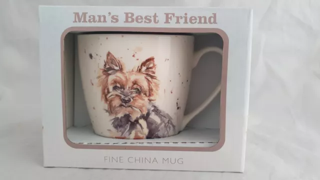 Fine China Mans Best Friend Breakfast Mug Gift Boxed Yorkie Yorkshire Terrier