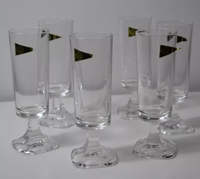 Service de 6 flûtes à champagne, cristal RCR, comme neuf, 17 cm, avec étiquettes