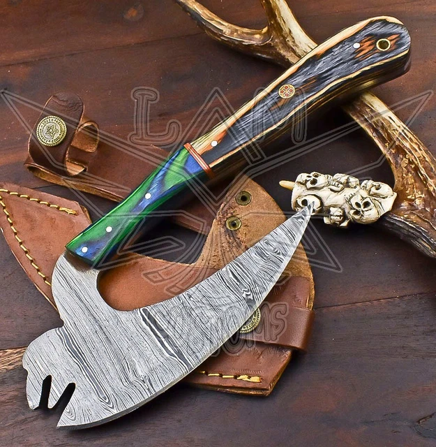 HAND KNIFE USA Clever Chopper Axe Knife Damascus Hard Wood