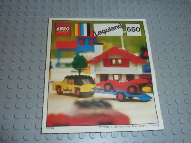 Notice Building instruction booklet LEGO City Vintage Set 650-1 Car with trailer