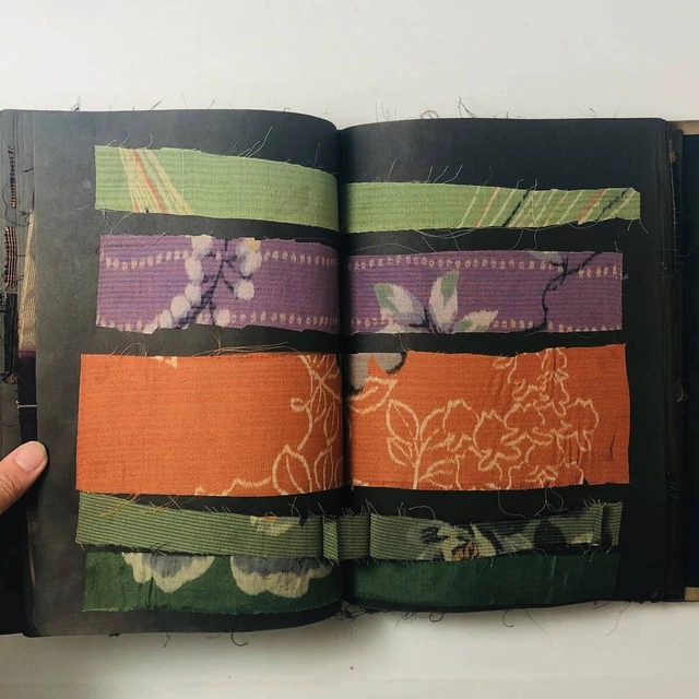 KIMONO FABRIC Japanese Antique Sample Book Striped cloth, Striped book