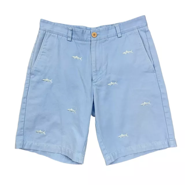 Vineyard Vines Breaker Shorts Mens Size 30 Light Blue Embroidered Fish Twill