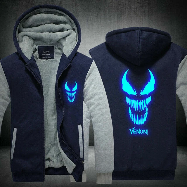 Marvel Venom Thicken Hoodie Sweatshirt Winter Warm Jacket Sherpa Fleece Coats
