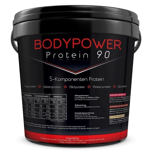 (12,80 EUR/kg) Body Power Protein 90 5kg Eiweiss BCAA Aminosäuren 5000g Eimer