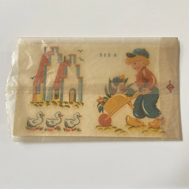 Calcomanía holandesa para niño Duro 313A de colección casa patos flores transferencia decorativa