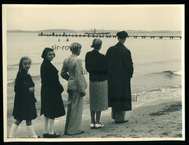 Travemünde 1930er - Seebrücke Dampfer Meer Familie - Foto 12x9cm