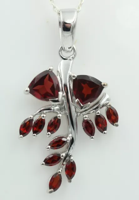 2,50 Carat Rouge Sang Pendentif Grenat 925 Argent Collier Chaîne