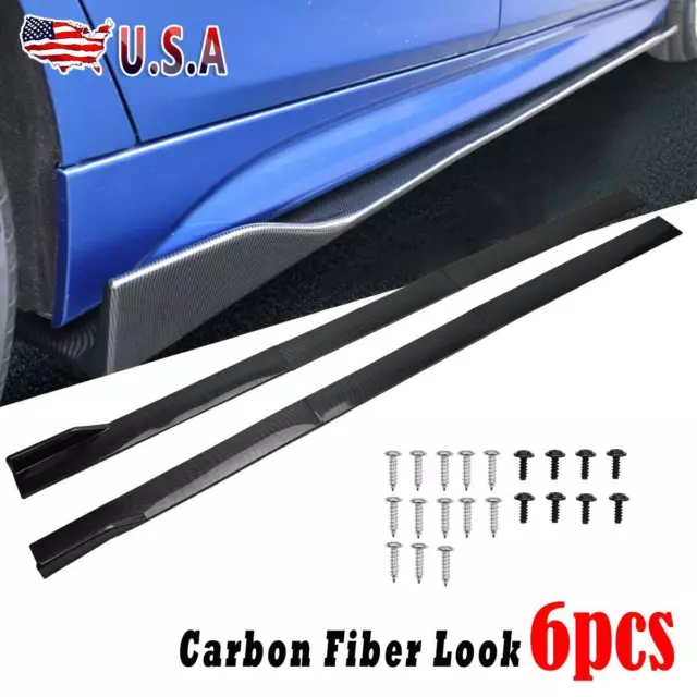 Carbon Fiber Look 86.6'' 2.2m Side Skirt Extension For Benz W205 W204 W212 C300