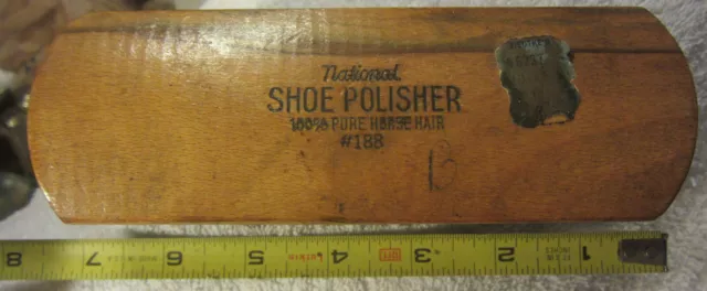 1 Vtg National Wood Handle Shoe Shine Brush 188 horse hair Tiedke's Toledo Ohio