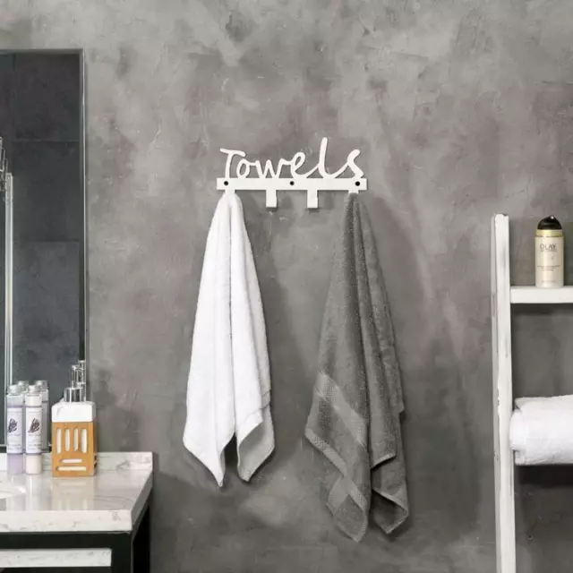 4-Hooks Wall Mounted Metal Bath/Kitchen Hand Towels/Robes/Washcloths Rack, White