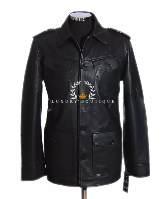 Scott Black Men's New Smart Designer Fashion Real Lambskin Leather Shirt Jacket