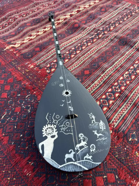 Dombra.  Black edition. Hand painted acrylic