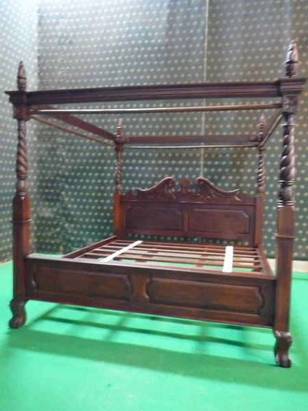 UK STOCK 5' King Dark Mahogany Queen Anne chippendale four poster canopy bed UK STOCK 5' King Dark Mahogany Queen Anne chippendale four poster canopy bed