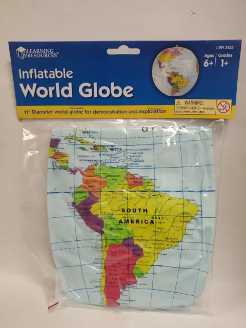 Learning Resources 11" Inflatable World Globe Classroom New