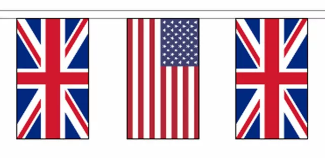 UK & Americas Friendship Flag Bunting - 5m With 14 Flags - Various Countries