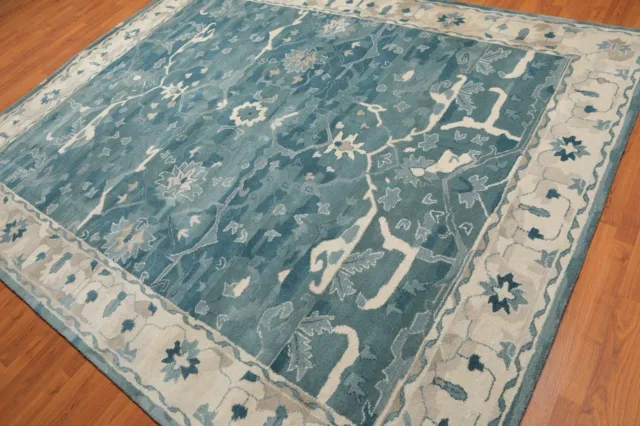 Old Hand Made Blue Traditional Parsian Oriental Style Wool Area Rug