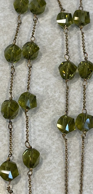 Vintage BR ￼Faceted Crystal/Glass Gold Tone Necklace  19 1/2"  ￼Exellent