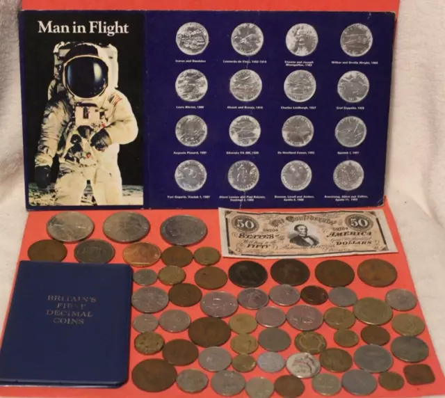 old coins job lot UK /OV SEAS MAN IN FLIGHT SET -Crowns 1977 1981-decimal set