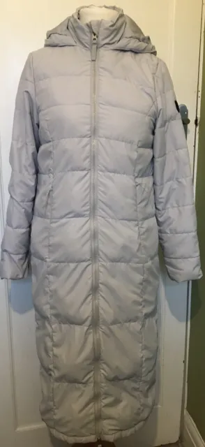 Ladies Grey Karrimor KS-550 Duck  Down Puffa Jacket Coat Size 8-10 Full Length