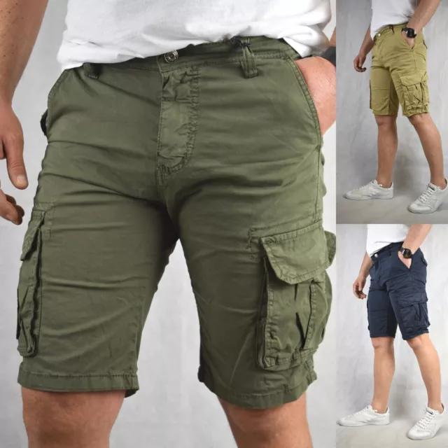 Bermuda Cargo Uomo Pantaloncini tasche laterali Tasconi Pantaloni Corti Cotone