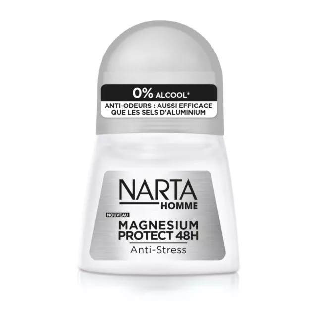 Lot de 4 déodorants bille NARTA ( 50 ml x 4) Magnesium protect anti stress