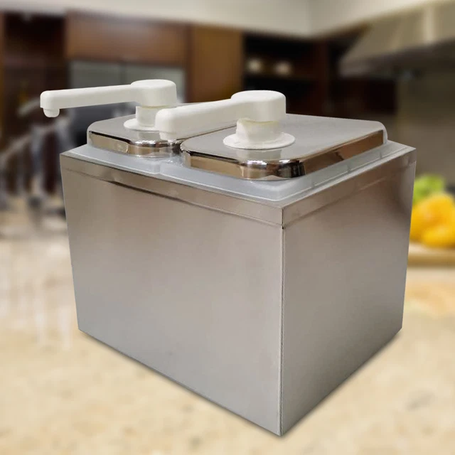 Sauce Pump Dispenser Condiment Pump Station +Removable Tanks Soy Sauce Pump 2L