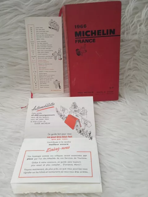 Guide Michelin 1966 avec son courrier et son marque pages