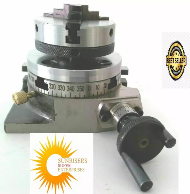 3” 80mm Rotary Table + 65mm 4 Jaw Self Centering Chuck+Back Plate h.q