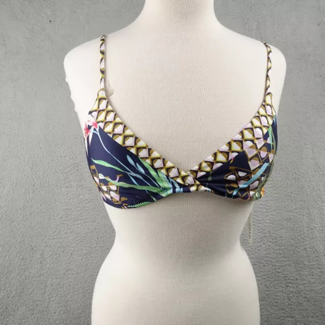 TRINA TURK Bikini Top Navy Fiji Floral 2019 Swim Sz 8 Top Only New NWT