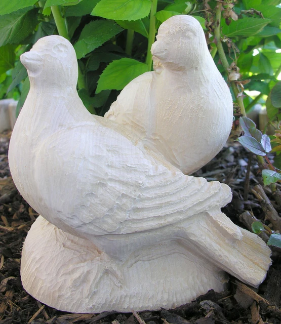 Pareja de palomas, palomas, pájaros, madera en blanco para tallar uno mismo
