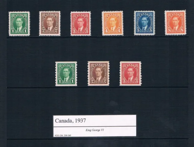 2/3 off $38.95 Scott Value - 1937 CANADA George VI definitives MNH UM NH