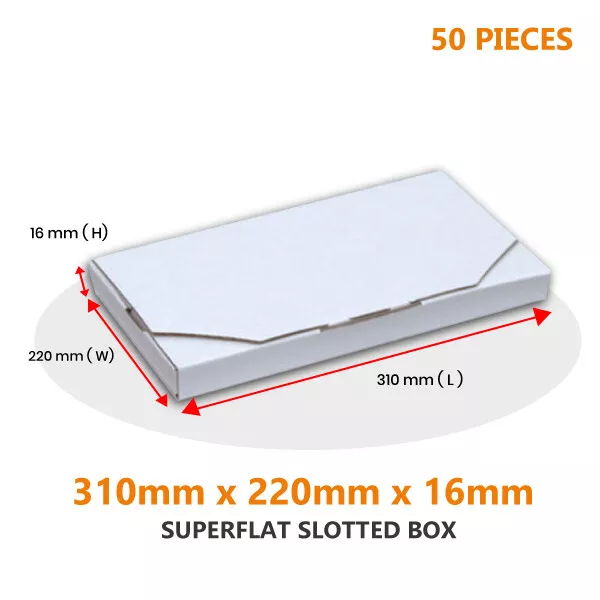 50x Superflat Mailing Boxes 310 x 220 x 16mm For A4/Large letter/AusPOST 3kg