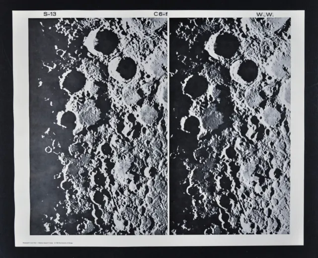 1960 Lunar Moon Map Photo - Mt. Wilson Observatory Plates W119 & W123 - Astonomy