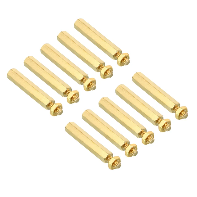 25mm+6mm M3 Standoff Screws 40 Pack Brass Hex PCB Standoffs Nuts Gold Tone