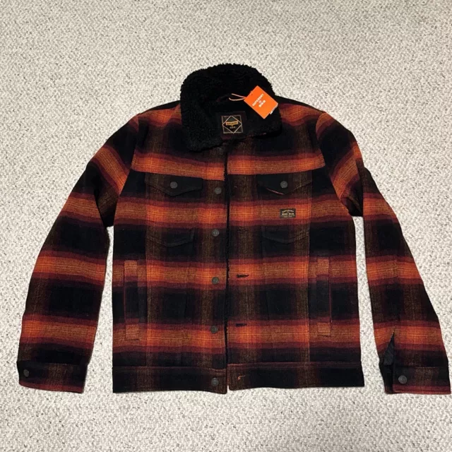 Men’s SuperDry Highwayman Wool Sherpa Trucker Jacket Redwood Ombre Size Small