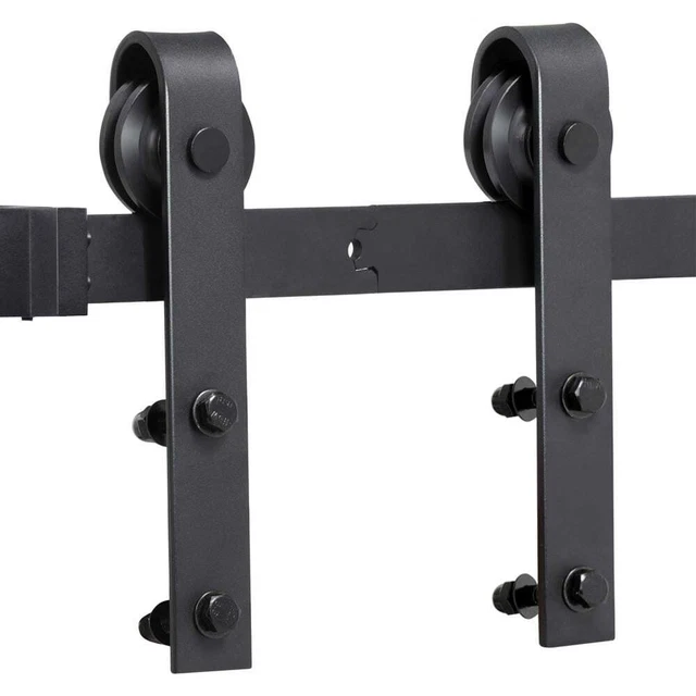 Flat-tip Steel Single-door 6.6 ft Sliding Track Barn Door Hanging Hardware Kit