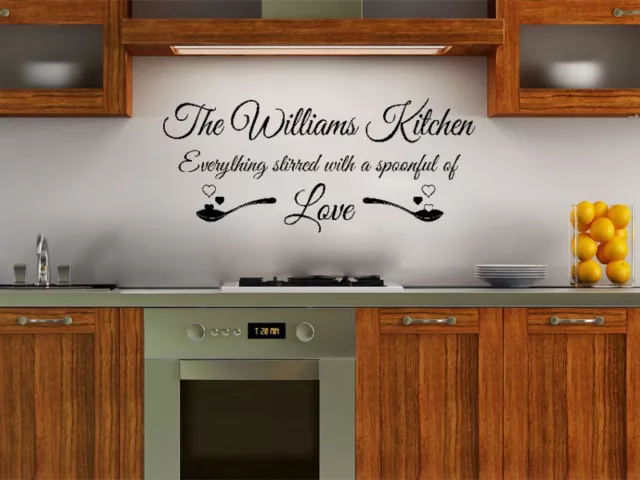 Personalised Family Name "Spoonful of Love" Kitchen Wall Art Decal Self Adhesive