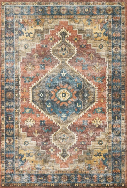 Loloi II Skye Rust And Blue 2'-6" x 10'-0" Area Rugs SKYESKY-11RUBB26A0