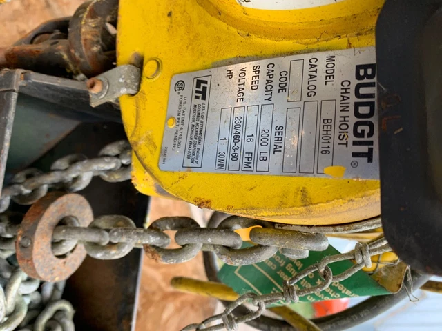 electric hoist crane, 1 ton Budget chain type, 230/460 volt, mod BEH0116, 16 fpm