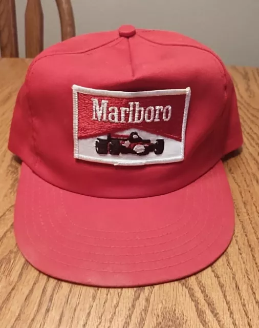 VTG MARLBORO SNAPBACK Hat Red Trucker Cap Indy Car Racing Patch USA $24 ...
