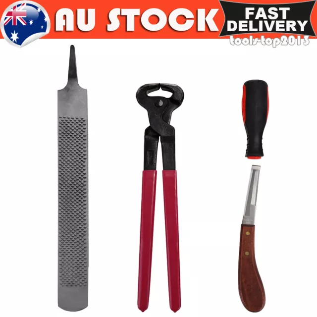 4Pcs Horse Farrier Hoof Nipper Trim Shoeing File Rasp Handle Hoof Cutter Tool AU