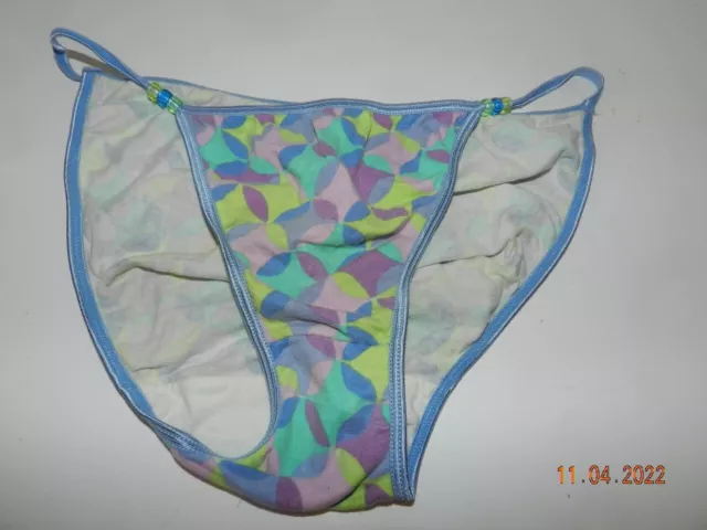 No Boundaries string bikini panties size 8 geometric Vintage beaded sides size 8