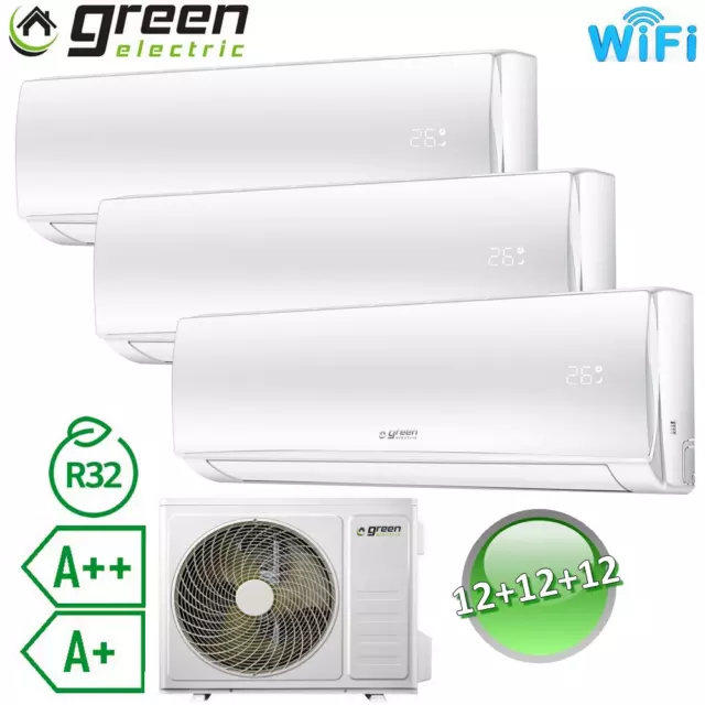 3S Climatiseur Green Electric Wifi R32 12000+12000+12000 Btu Inverter Trial Neuf 2