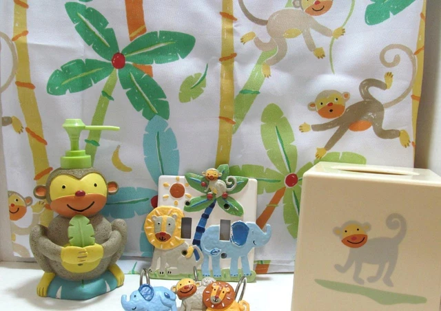 Ganchos de loción cortina de ducha ganchos y tela de novedad en la selva para niños