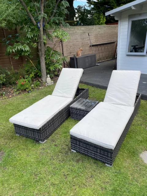 rattan sun lounger set of 2