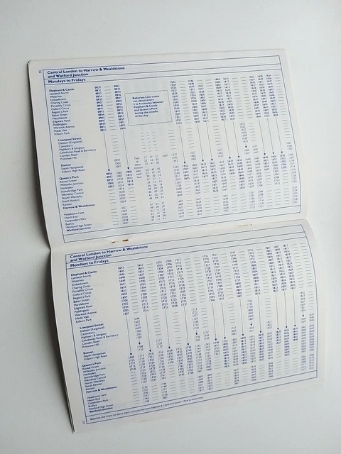 MAY 1987 BAKERLOO Line London Underground Tube Map Timetable £9.99 ...