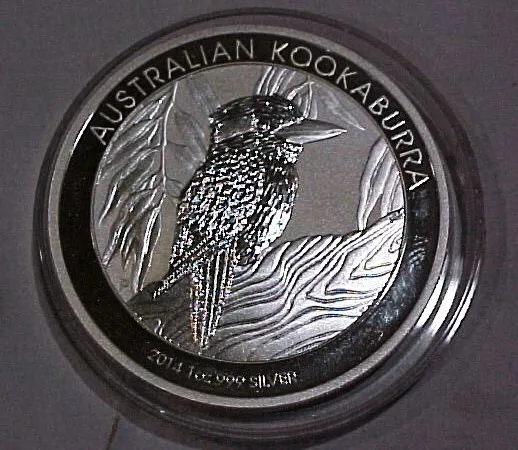 2014 1 Ounce Australia Kookaburra .999 Silver Dollar Australian Coin in Capsule