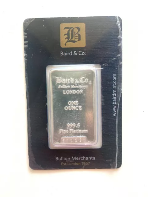 Baird & Co Bullion Merchants London One Ounce 999.5 Platinum
