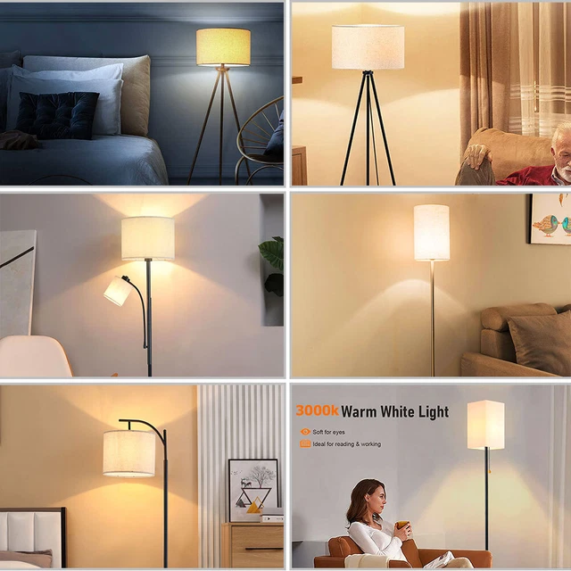 FIRENZE Stehlampe Fürs Wohnzimmer - Satinierter Nickel - E27 Fassung - Höhe 162 Cm - Inkl. Fußschalter